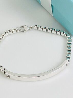 8" Tiffany & Co. ID Bracelet Venetian Box Links Men's Unisex